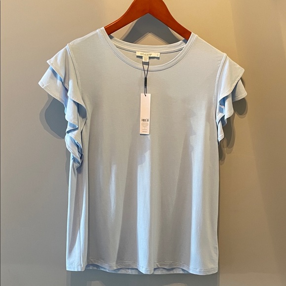 Chico's Tops - Chico's Light Blue Flutter Sleeve Tee Size M